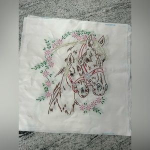 Embroidered horse design - six pieces enough to make 3 pillows!